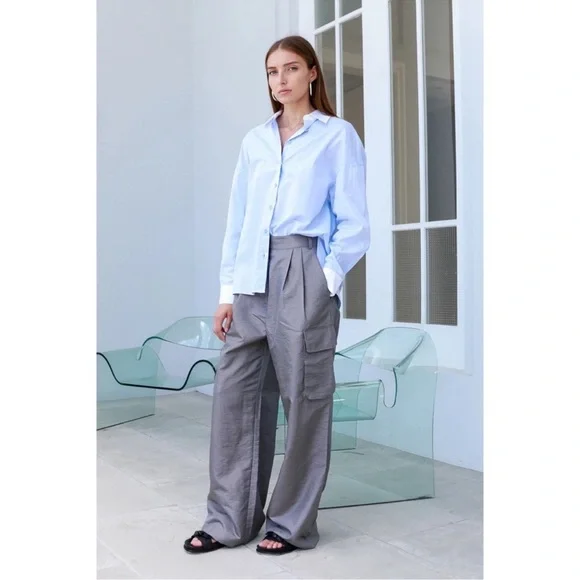 Tibi Crispy Nylon Stella Pleated Cargo Pants - Picture 11 of 16